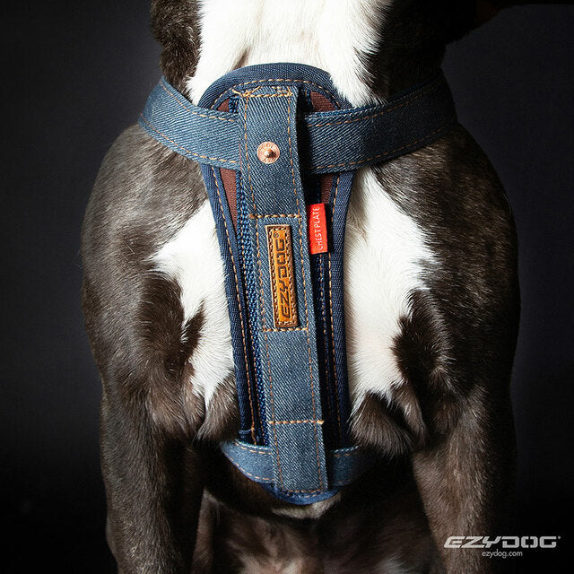 EZYDOG - CHEST PLATE™ 狗體工學胸背帶 (牛仔)
