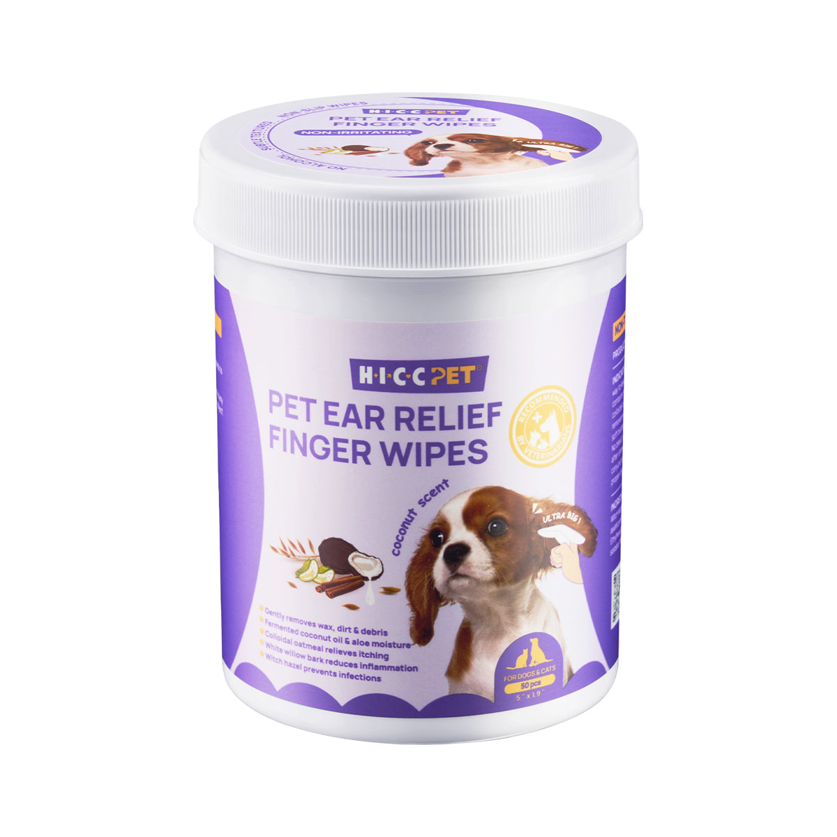 HICC PET - 貓狗寵物潔耳手指套 (椰子香) 50片裝 Pet relief ear finger wipes (50pcs)